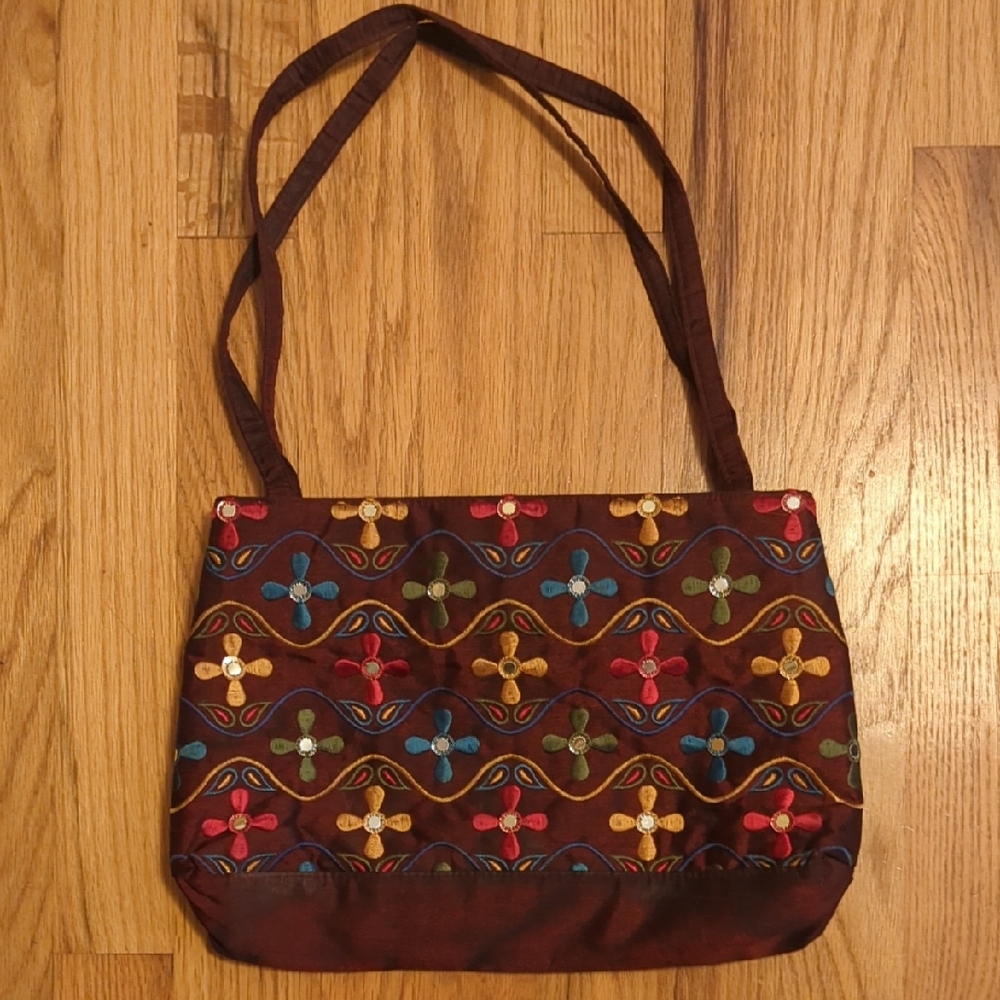 Embroidered Brown Women's Bag